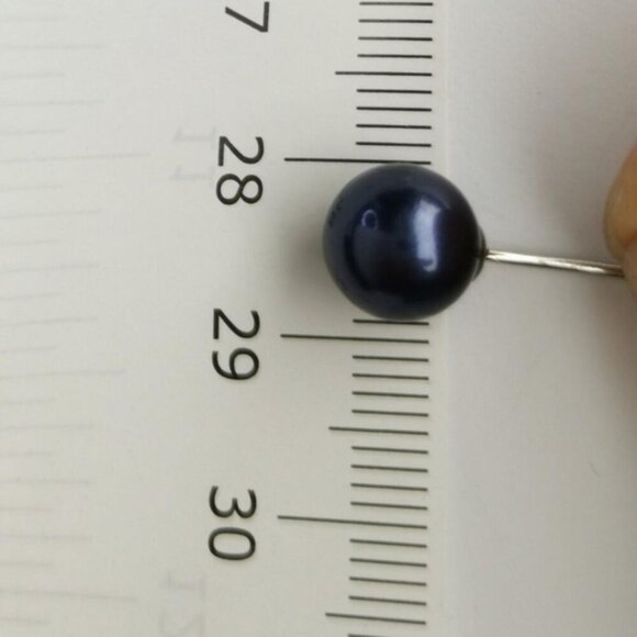 Nwt Navy Blue Shell Pearl ball stud earrings Sterling Silver 9mm - Picture 4 of 6